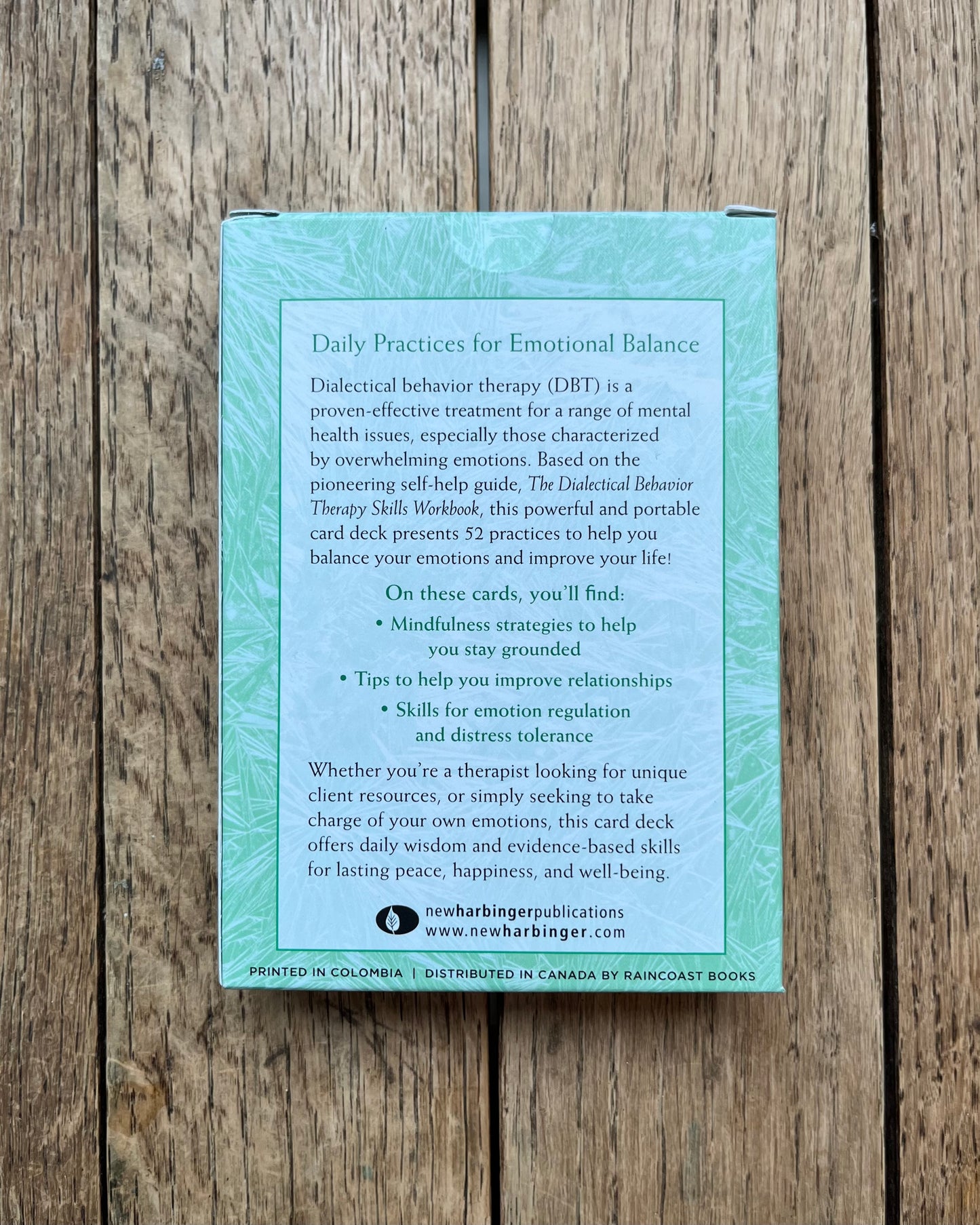The Dialectical Behavior Therapy Skills Card Deck