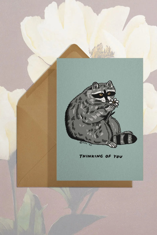 Thinking of You (Raccoon) - Greeting Card