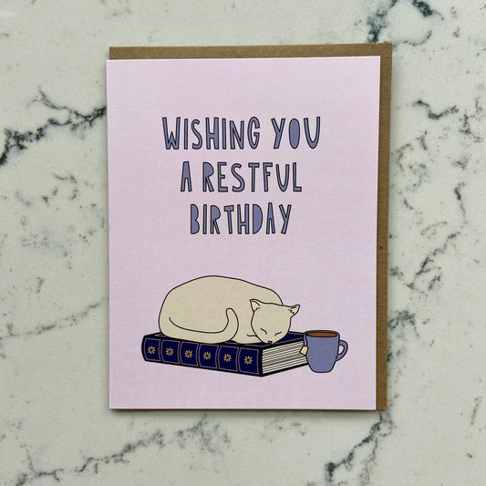 Restful Birthday Cat - Greeting Card