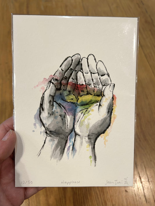 Sumi-e Art Print by Jean Tsai (Shinryu) - Happiness